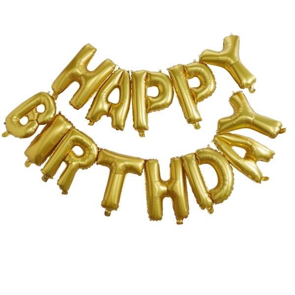 Luftballon Girlande - Happy Birthday - Gold